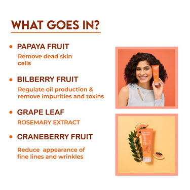 Jovees Herbal Papaya Face Wash For Glowing and Clear Skin with Papaya & Bilberry fruit Ext | Gentle Cleanser For Brightens Skin, Removes Pigmentation & Dark Spots | Suitable For All Skin Types - 50ml